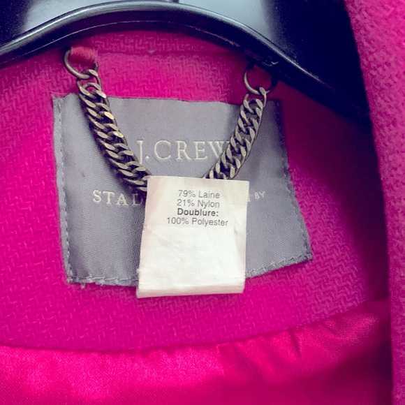 J.Crew 💕 Barbie Hot Pink Stadium Spring Short Double Breasted Fuchsia Pea Coat - Picture 6 of 13